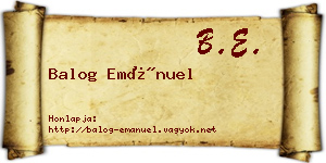 Balog Emánuel névjegykártya